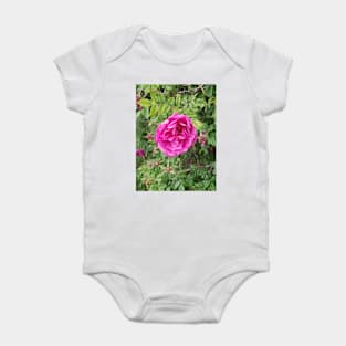 Deep pink roses on a shrub. Baby Bodysuit